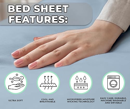 Miniatura 3 de 6 piezas de viscosa de cobre X con infusión orgánica hecha de bambú, suave, transpirable, azul cielo, tamaño King