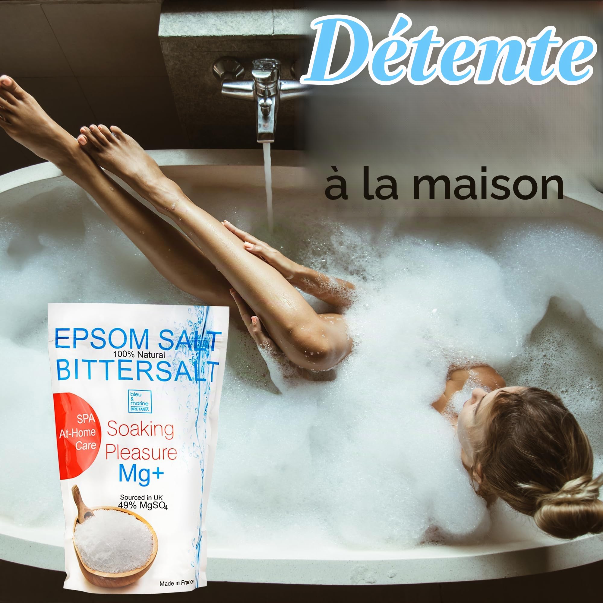 Bleu & Marine Bretania - Sels d'Epsom Magnésium Naturel 6kg | Bain de Pieds, Gommage Corporel, Masque Cheveux | Adoucit, Exfolie la Peau, Revitalise, 6kg