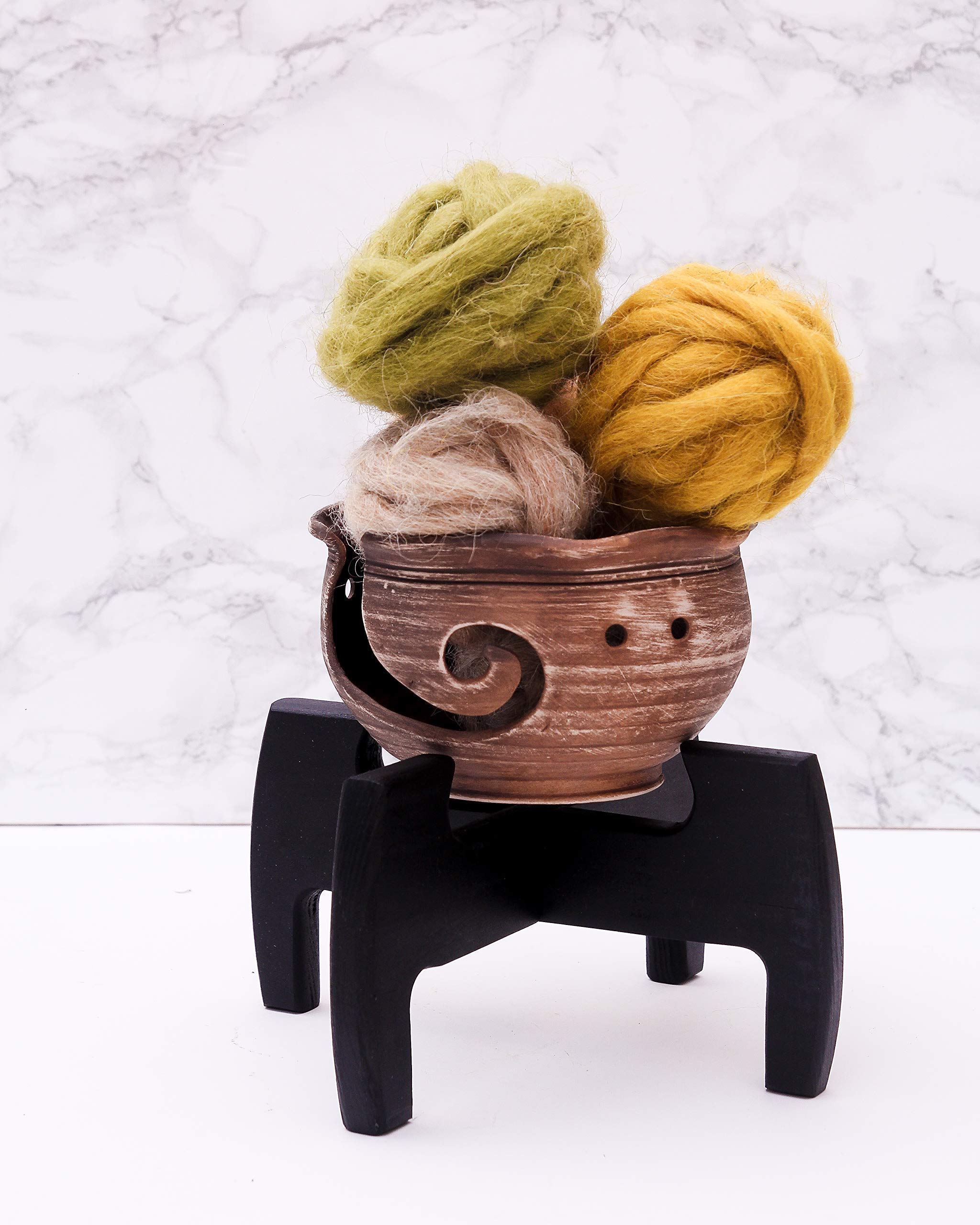 Mid Century Indoor Plant Black Stand Wood - Adjustable for pots up to 9,8 Inches Modern Wooden Potted Planter Holder - POT NOT INCLUDED