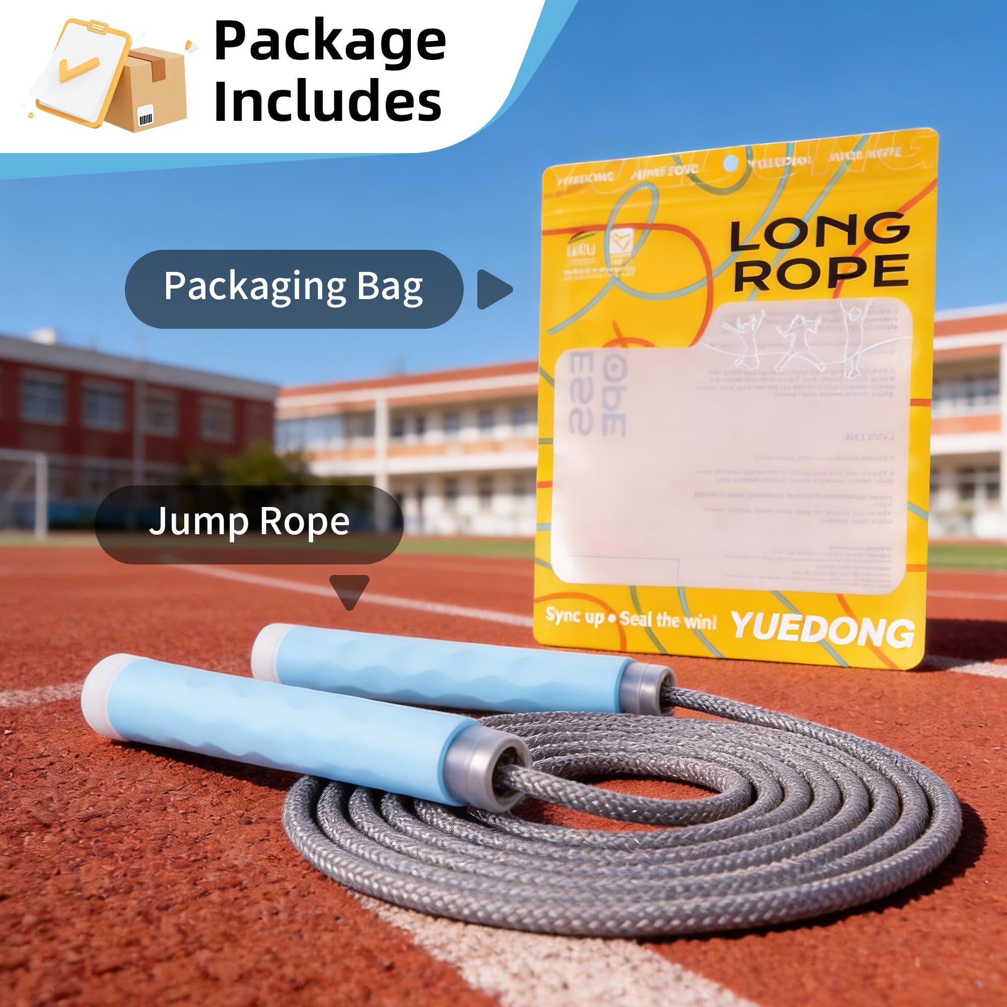 YUEDONG Springseil für Gruppen, 8 mm dick, 5 Meter, verstellbar, robustes Nylon-Baumwoll-Mischgewebe, Kollektiv-Springseil mit 360°-Kugellagern, Wellenstruktur, Vollsilikon, rutschfest, ergonomische