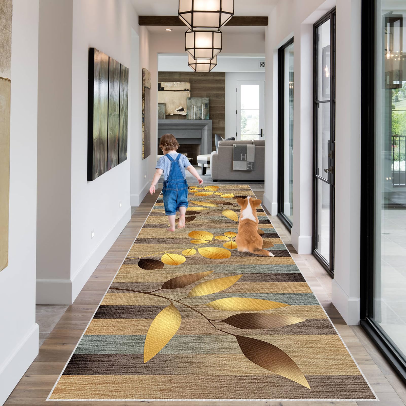 RxueSug Carpet Runners for Hallways Non Slip Carpet Runner Washable Kitchen Runner Mat Heavy Duty Runner Rugs for Hallway Absorbent Carpet Floor Mat Hallway Runner Rug Entryway Runner Rug 90 x 400 cm