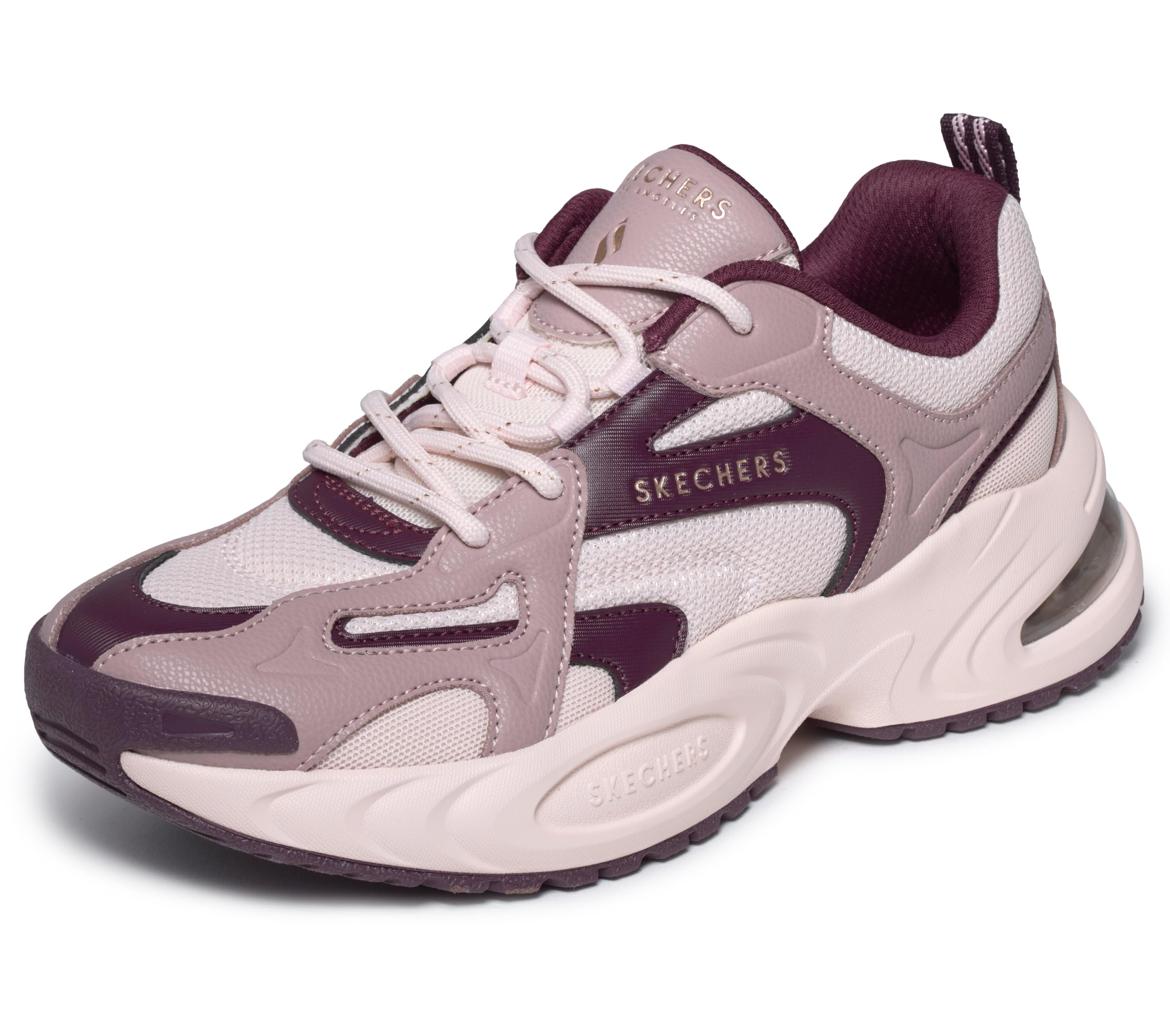 Skechers Women's Uno Ryze Trainers, Purple and Pink Duraleather Mesh, 3.5 UK
