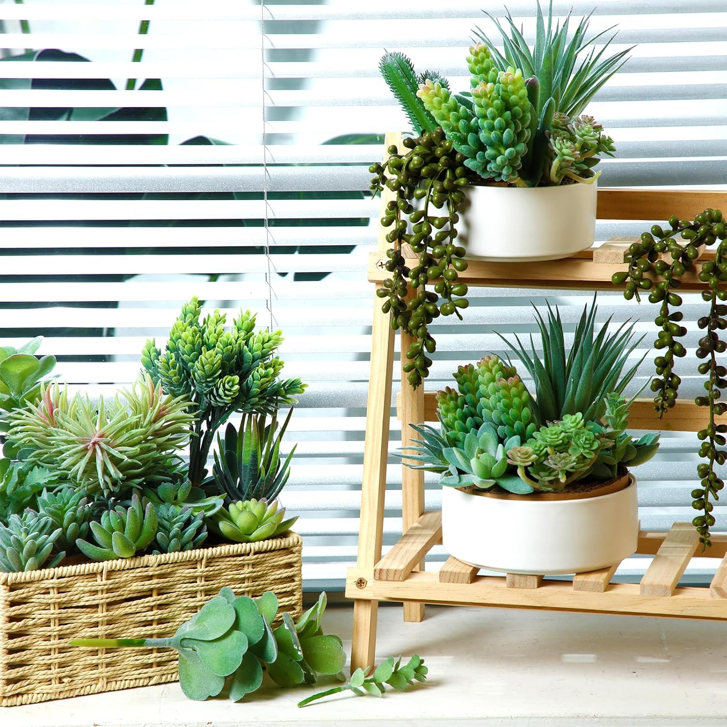 Yunsailing 40 Pieces Artificial Succulent Plants Faux Realistic Unpotted Mini for DIY Garden Home Office Indoor Decor(Classic)