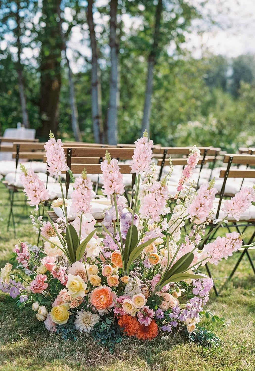 5PCS Pink Snapdragon Silk Flowers 34" Long Stem Delphinium Artificial Flowers Pink Hyacinth Fake Flowers for Wedding Home Outdoor Party Floral Arrangement Centerpiece Table Decor(Pink) - Image 5