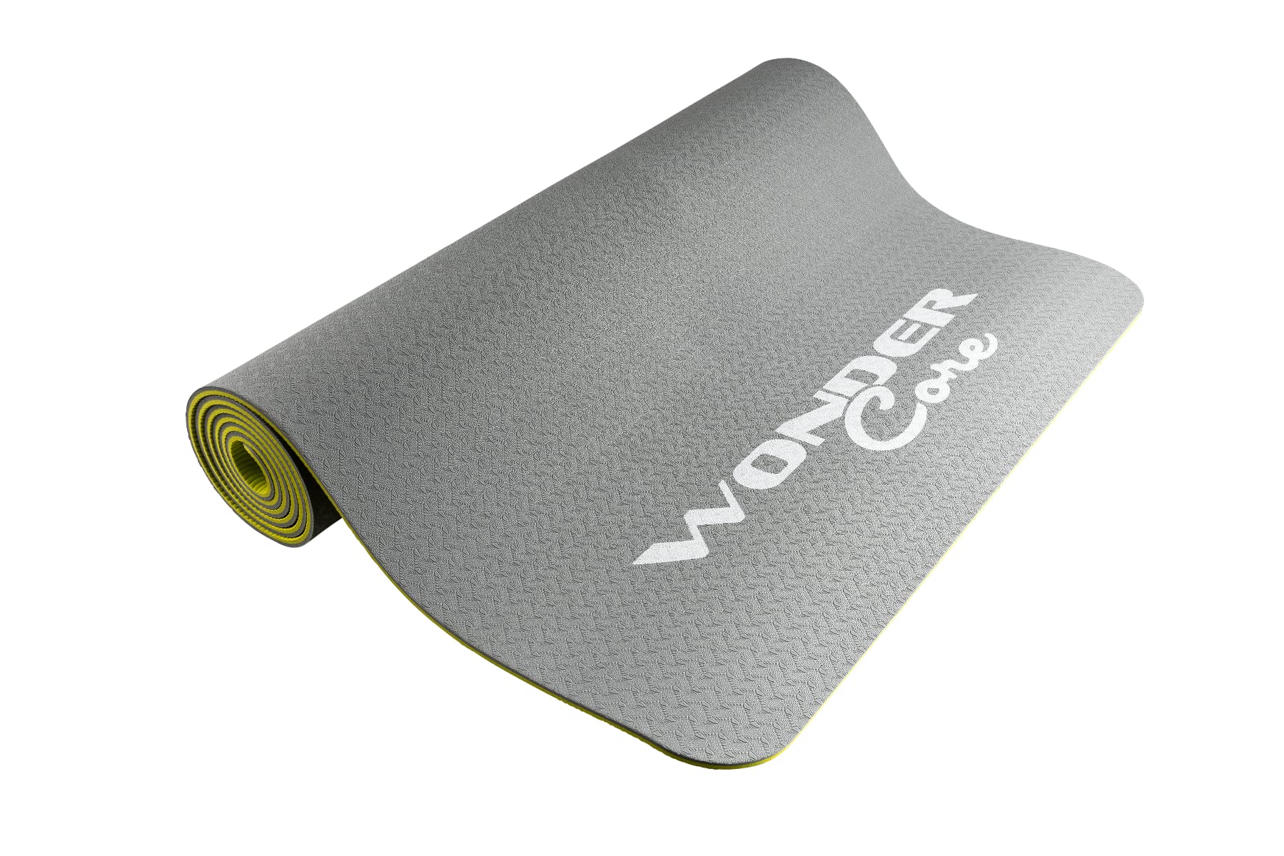 Wonder Core Tappetino da yoga Fitness Sport Ginnastica Tappetino Pilates TPE ecologico antiscivolo spessore 6 mm - Verde/Grigio - 173 x 61 cm