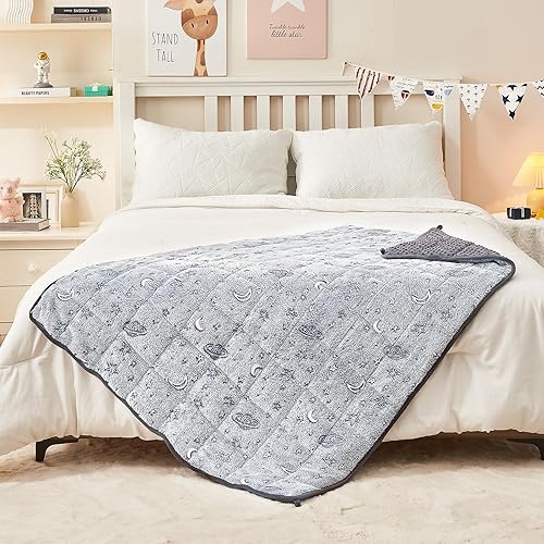 Miniatura 7 de yescool - Manta con peso de 5 libras, manta pesada de estrella que brilla en la oscuridad, manta cálida con peso de minky, regalo para personas de