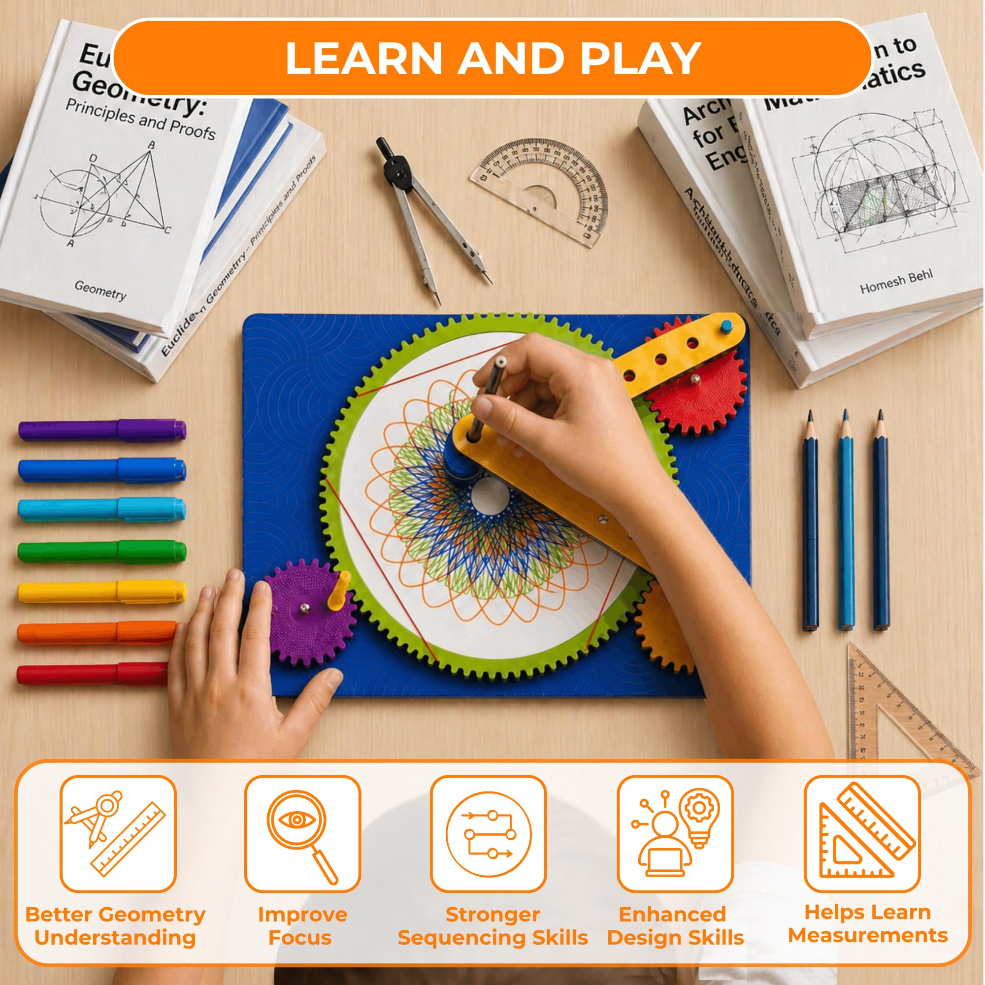 Toysbox Spirograph Machine A Fun Drawing Tool Art & Craft DIY Kit for Kids