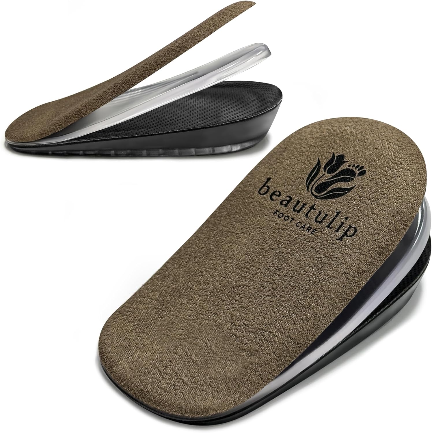 3-Layer Adjustable Heel Lift Inserts - Height Increase Insoles for Women and Men, Heel Cushion Cups for Heel Pain and Leg Length Discrepancies (Large: Women's 9.5-12.5 / Men's 8.5-13.5)