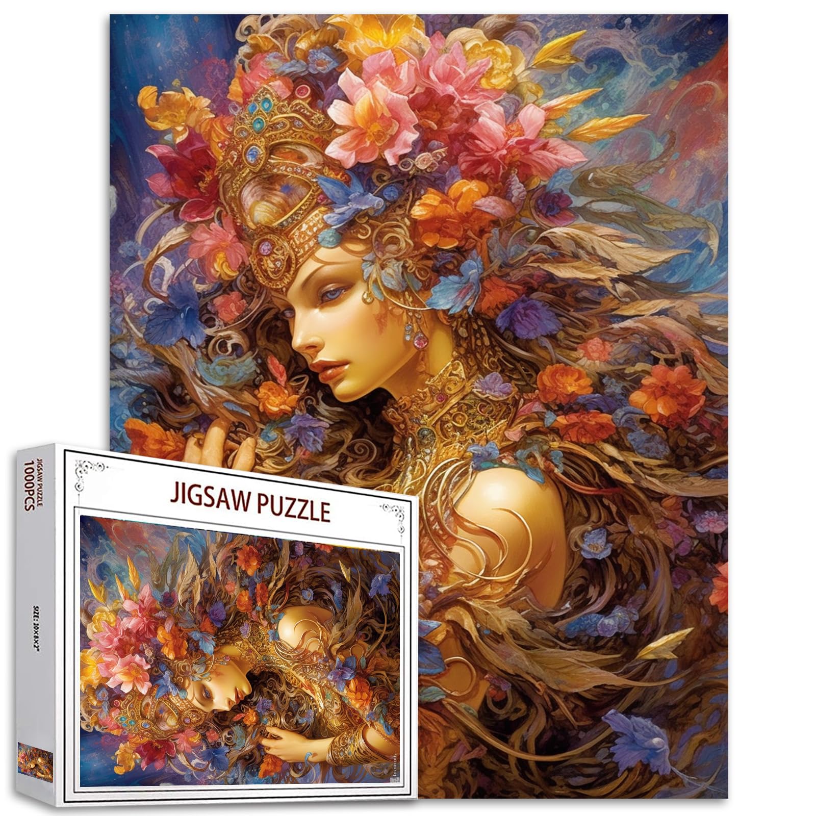 Tucocoo Watercolor Girl Jigsaw Puzzles for Adults 1000 Pieces, Koi Fish Blue Ocean Abstract Art Jigsaw Puzzle Colorful DIY Handwork Puzzles for Home Decoration, Family Puzzle Perfect for Game Nights — view 10