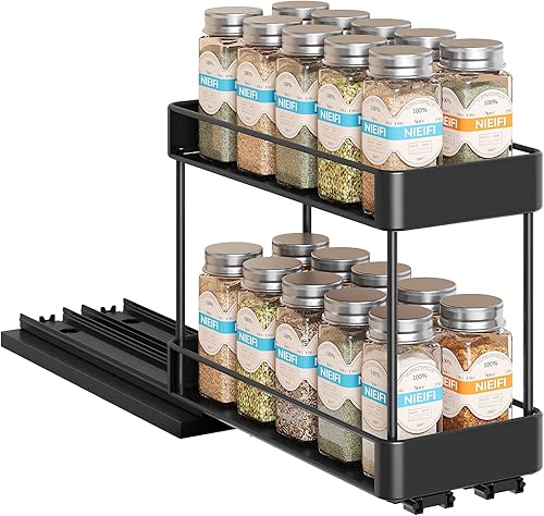 Nieifi Organizador de especias para gabinete, estante vertical para especias, fácil de instalar, metal, 4.5 pulgadas de ancho x 10.35 pulgadas de