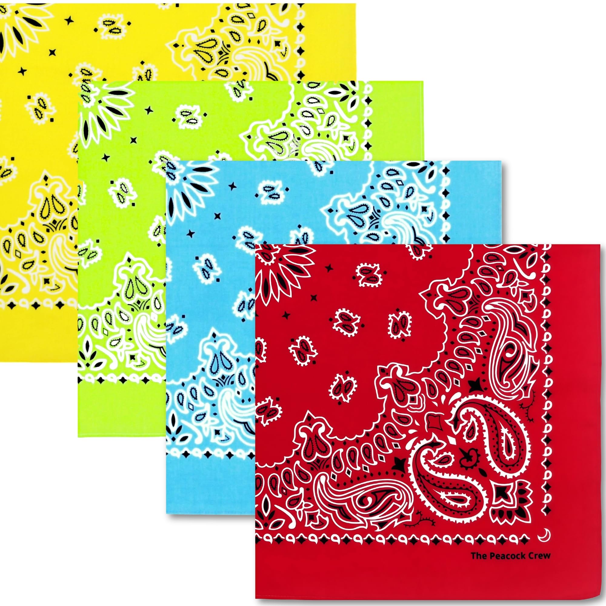 The Peacock Crew Premium Soft Cotton Bandanas Pack for Men and Women Paisley 22 x 22 inches