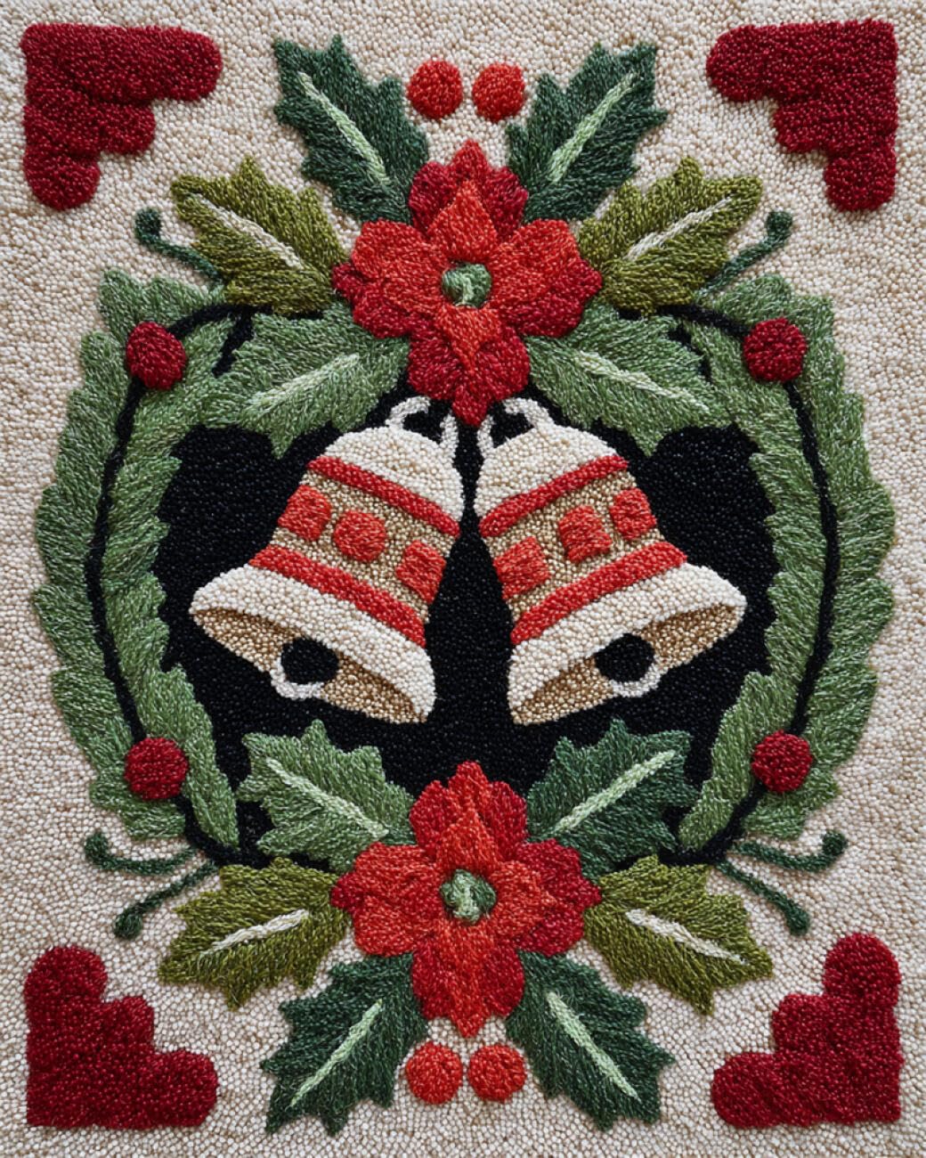 AxiangziK Diy Teppich Knüpfen Set Zeichentrick-Weihnachtsglocken Diy-Knüpfset Für Teppiche，Häkelset Für Anfänger，Teppichset Mit Bedruckter Leinwand，Geschenk 31x45in