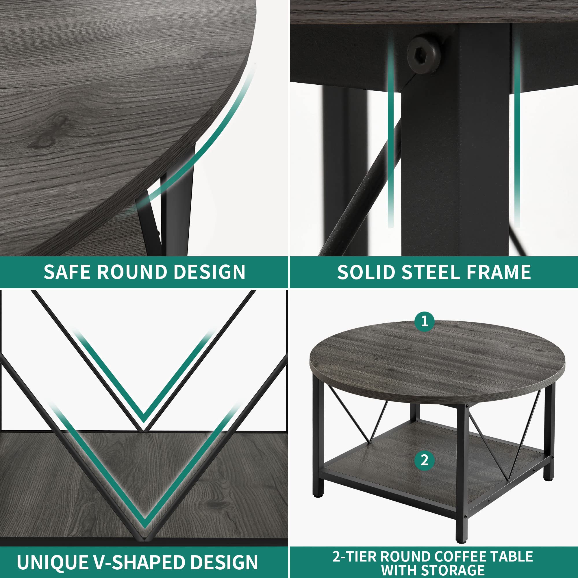 Snapklik.com : YITAHOME Round Coffee Table,Rustic Wood Coffee Tables ...