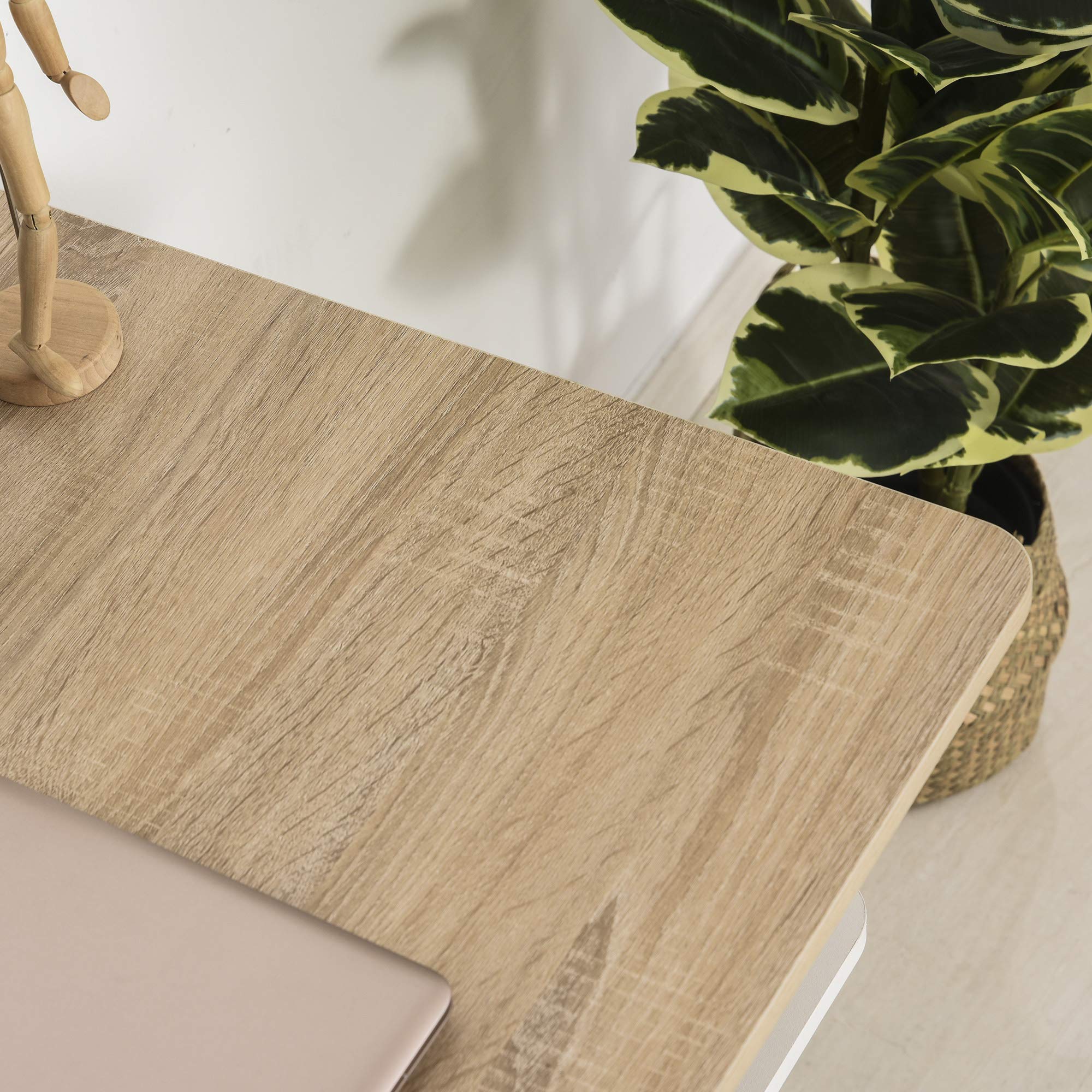 HOMCOM Mesa de Escritorio 2 en 1 con Estante 3 Niveles 100x55x74 cm Madera | Gran Superficie, Espacio Almacenaje Amplio, Mesa de Oficina, Dormitorio, Estudio