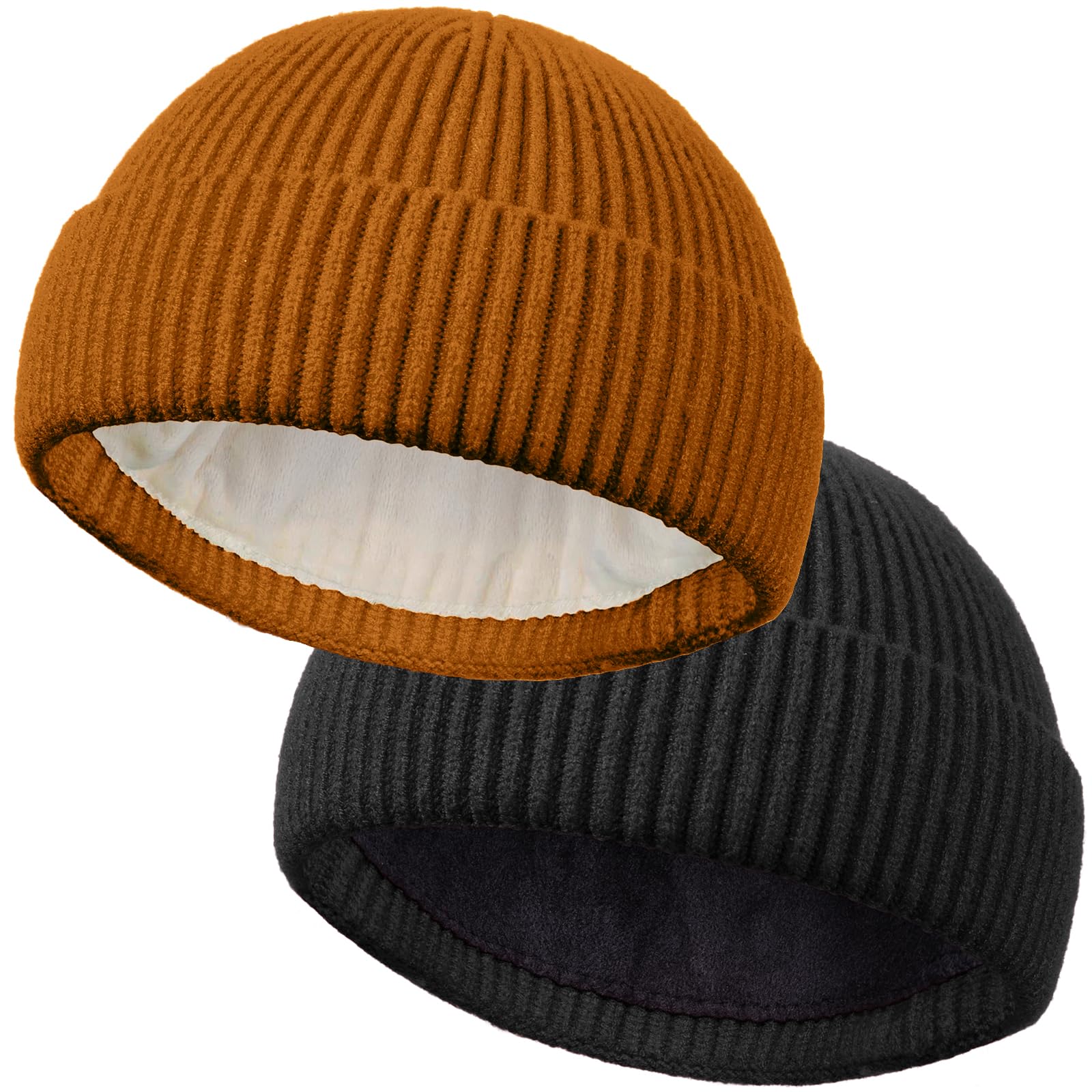 ROYBENS Wool Fisherman Beanie for Men Women, Knit Cuffed Fleece Lined  Beanies Winter Warm Hat Skull Cap Unisex