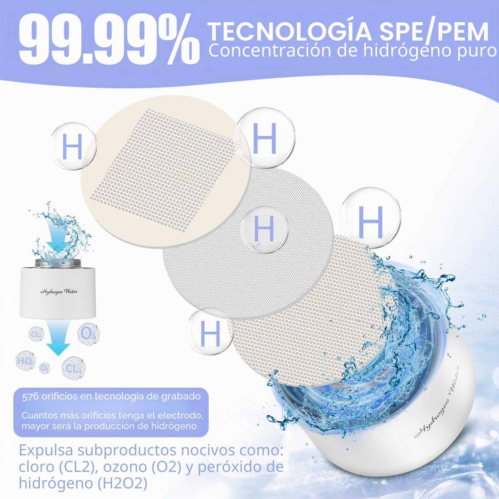 Botella de agua de hidrógeno, generador de botella de agua de hidrógeno, taza de agua portátil rica en H2, tu socio perfecto para un vidrio de estilo de vida consciente de la salud, 380 ml