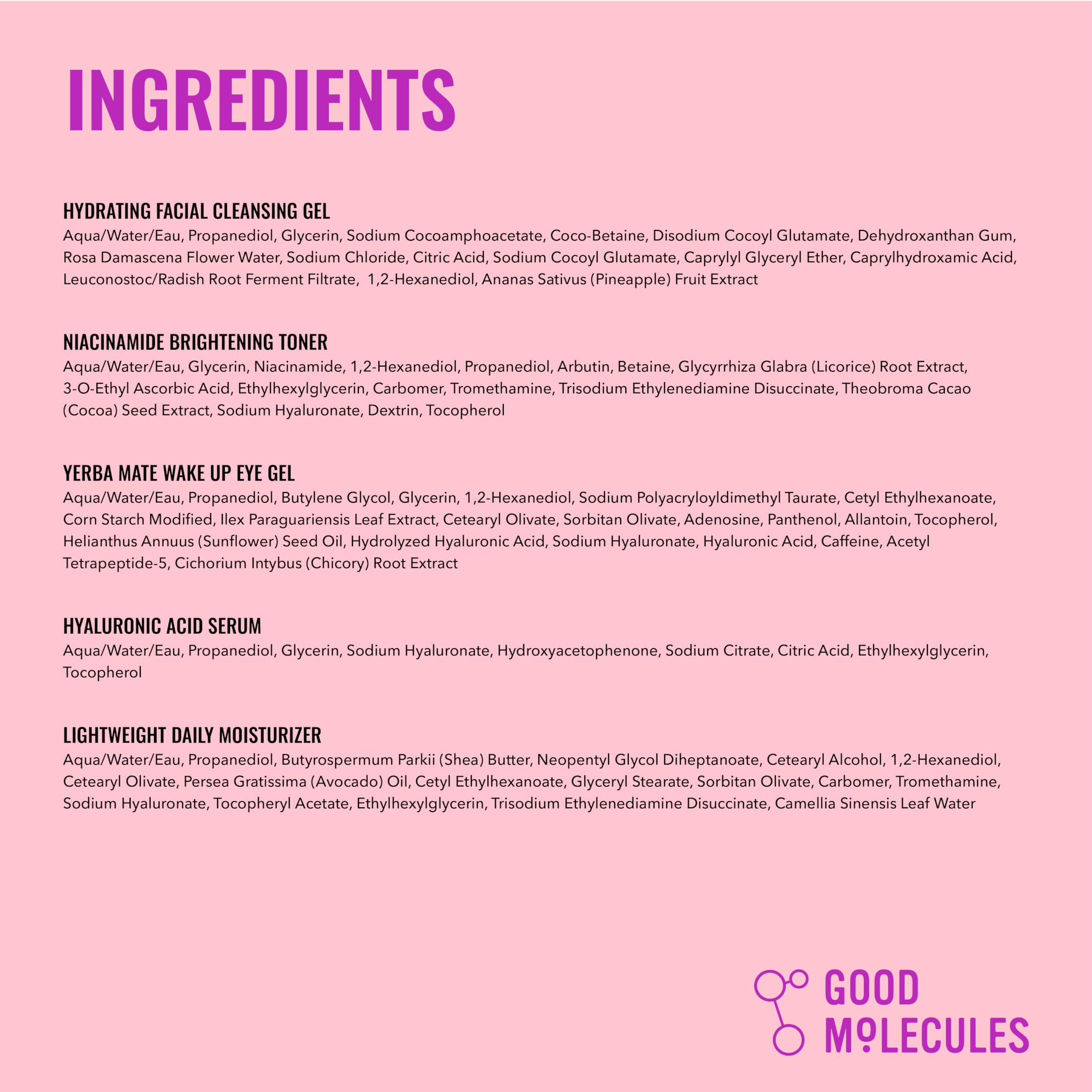 Good Molecules Daily Skincare Routine Set with Hydrating Facial Cleanser