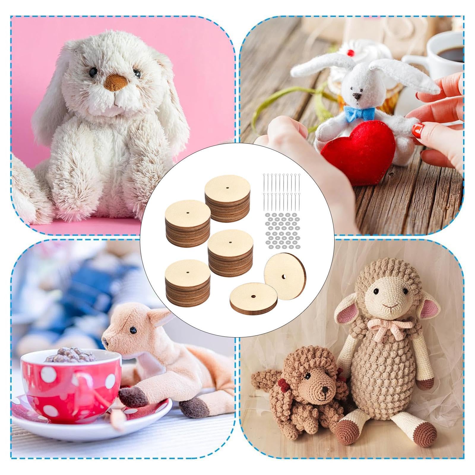 20 Set Doll Making Joints con Dischi in Legno E Metallo Giunti Rotanti 12mm per Bambole Parti Mobili