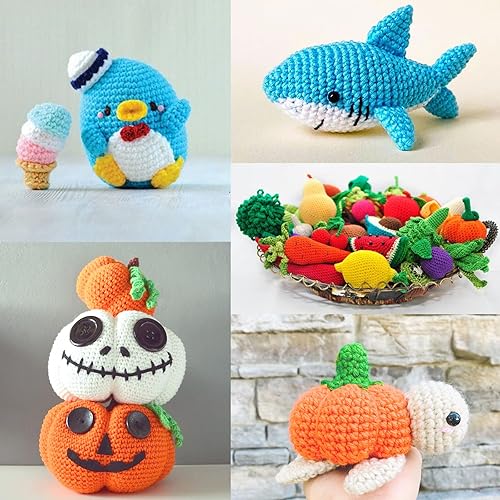 Miniatura 7 de Paquete de 8 hilos de ganchillo para principiantes, hilo de ganchillo de algodón azul, verde, amarillo, rojo, para tejer a ganchillo, para