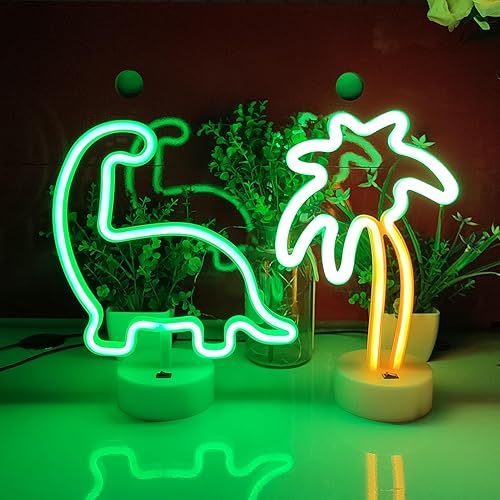 Vista 20 de JYWJ Letreros de neón con base de soporte, luz de neón alimentada por USB o 3 pilas AA, decoración LED de pared de escritorio, varias fiestas