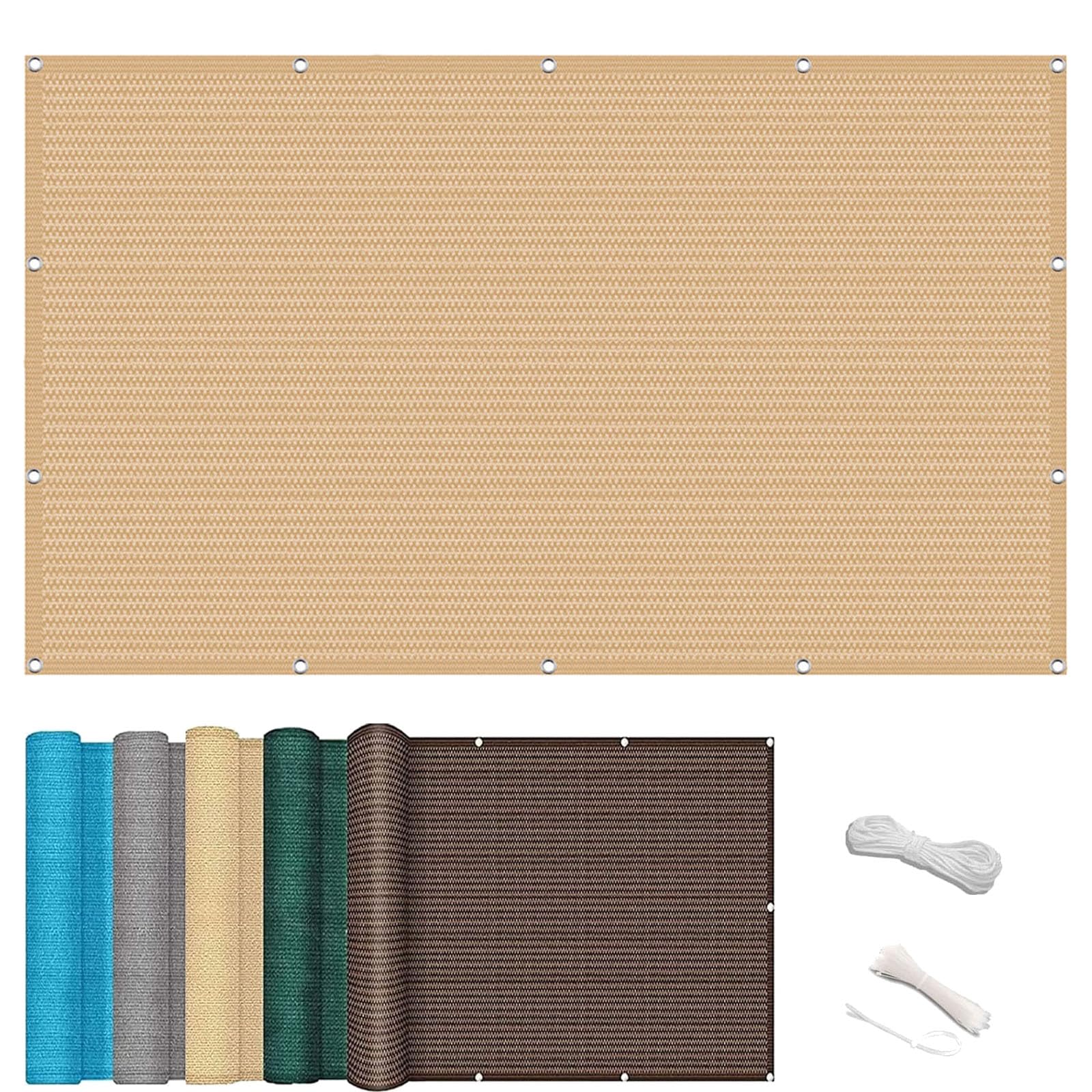 Brise-vue balcon 145x260 cm en HDPE jaune sable résistant aux UV