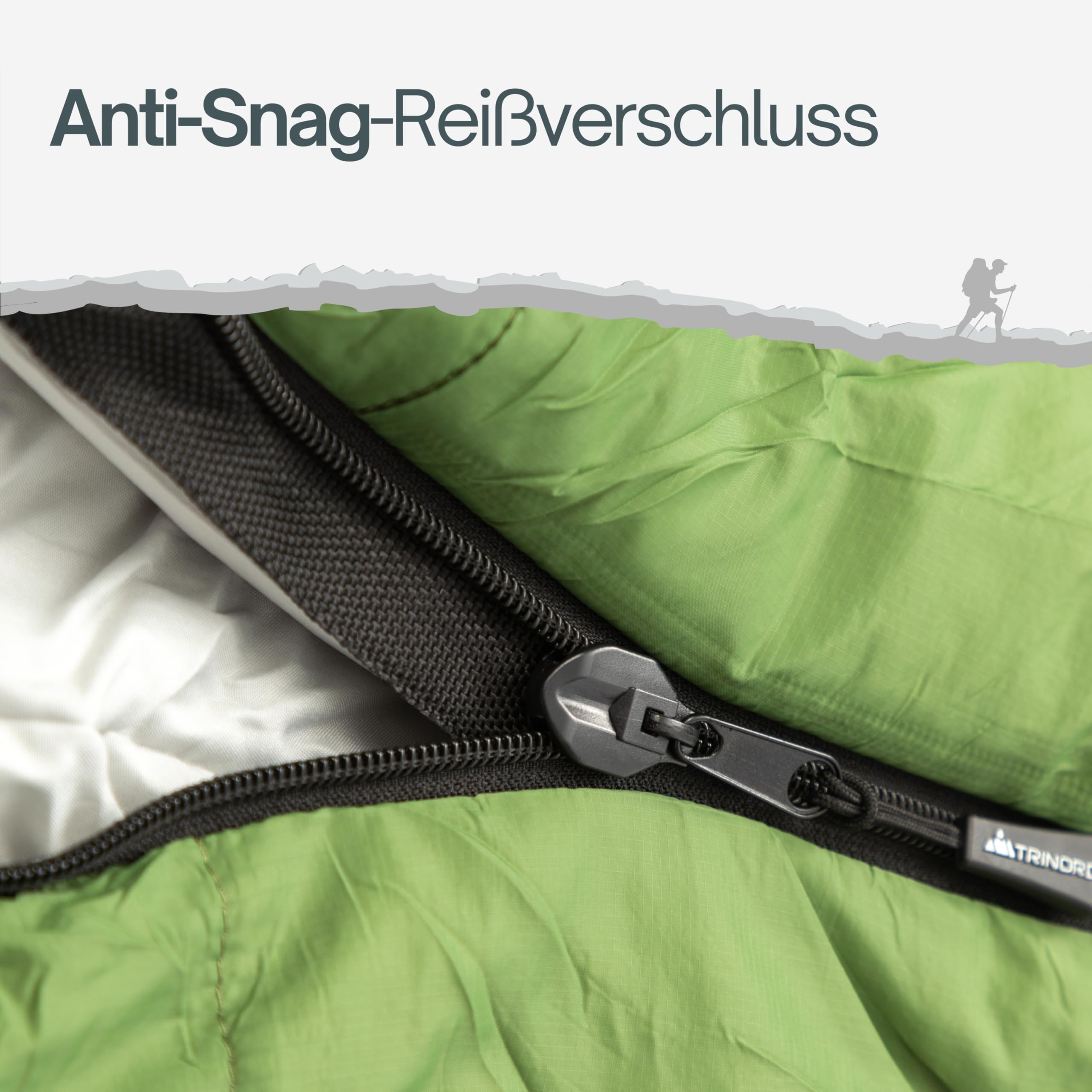 Trinordic 700g Ultraleicht Deckenschlafsack – mit Anti-Klemm-Reißverschluss – Kompakte Schlafsack Sommer für Erwachsene – Outdoor Wandern, Rucksackreisen, Bikepacking und Reisen