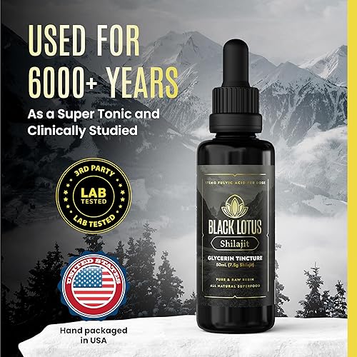 Miniatura 9 de Black Lotus - Tintura líquida de resina Shilajit pura, 1.7 fl oz, 100% Shilajit natural puro para hombres y mujeres con aminoácidos, 175 mg de ácido