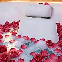 WINGROWHK Upgraded Silicone Bath Pillow: 4D Inflatable Airbags, Non-Slip Suction Cups, Adjustable Neck & Back Support for Tub Spa - White