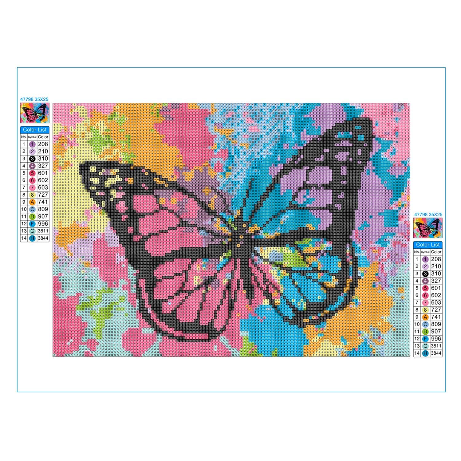 CRAZE DIAMONDZ Butterfly - zestaw do malowania diamentowego dla dzieci, motyl z ramą, zestaw do samodzielnego malowania, mozaika dla dzieci, 36 x 27 cm