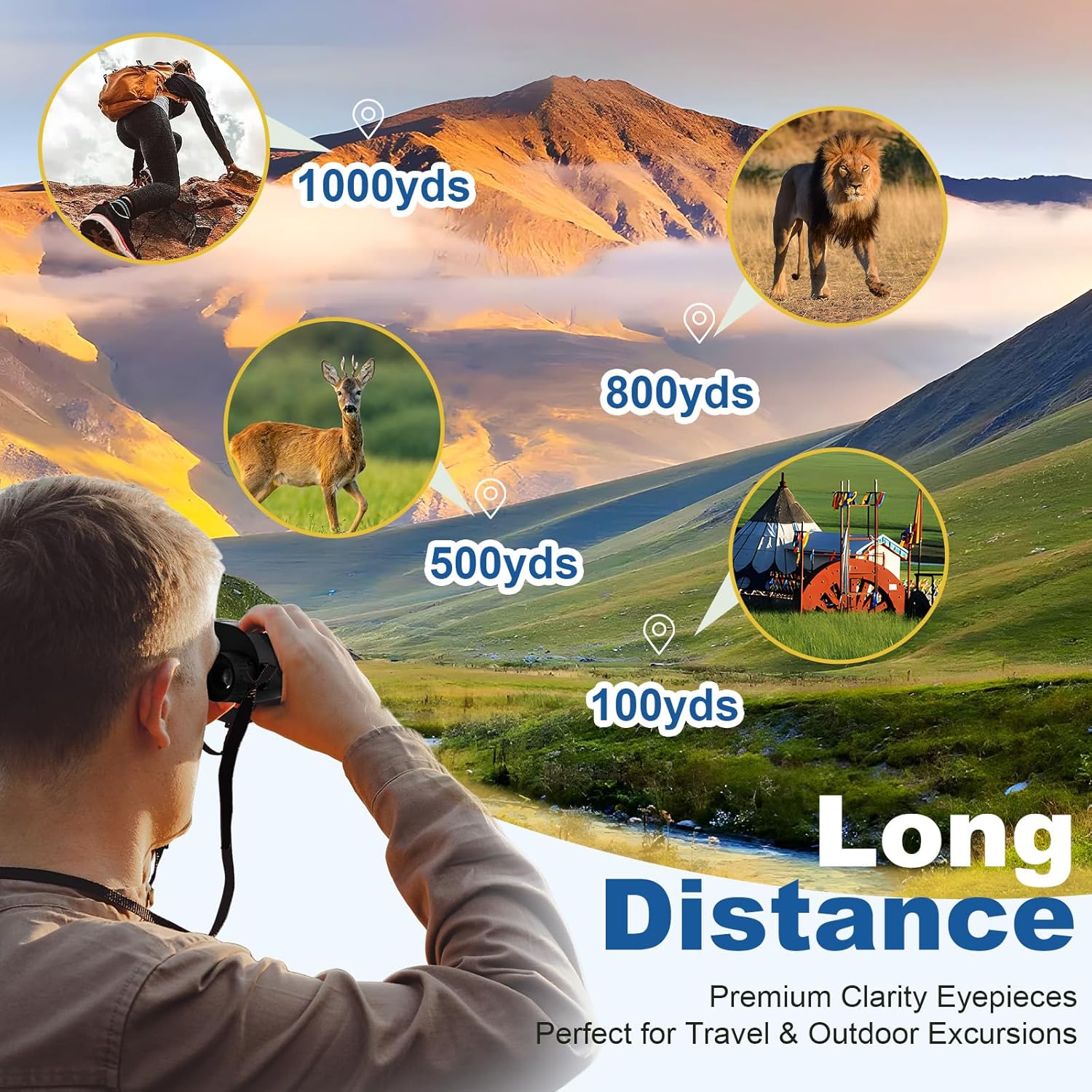 12x25 Compact Binoculars for Adults and Kids - High Powered Binoculars with Clear Low Light Vision and Large Eyepiece, HD Easy Focus Binocular for Bird Watching, Concerts and Sport Games - Image 8