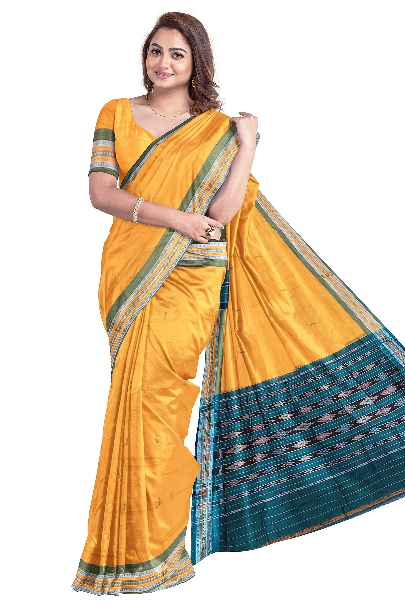 BHS Women's Sambalpuri Pure Cotton Bomkai Saree (Nuapatanapata_Multicolour)