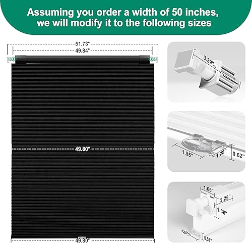 Miniatura 5 de BERISSA Persianas celulares opacas sin cordón, sin necesidad de taladro, sin herramientas, persianas celulares fáciles de instalar, persianas