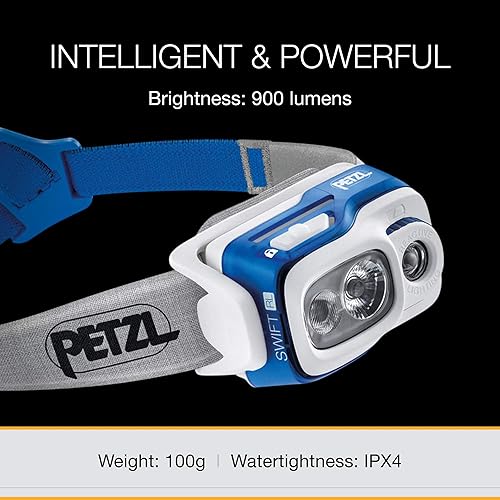 Miniatura 5 de PETZL, Swift RL - Linterna frontal recargable con 900 lúmenes y ajuste automático de brillo, color azul