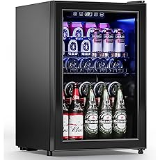 Gaming Light Up Beverage Refrigertor, Led Lighting Door 120 Cans Freestanding Beverage Fridge, Cyberpunk Beverage Cooler for Gaming, Gaming Room, Bar, Party (Lighting)