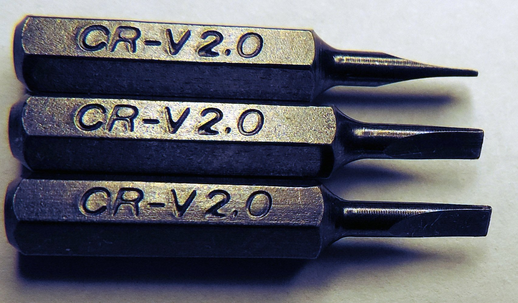 3 Replacement Flat / Slotted Bits for 4mm Mini Hex Drive Screwdrivers or Power Drivers