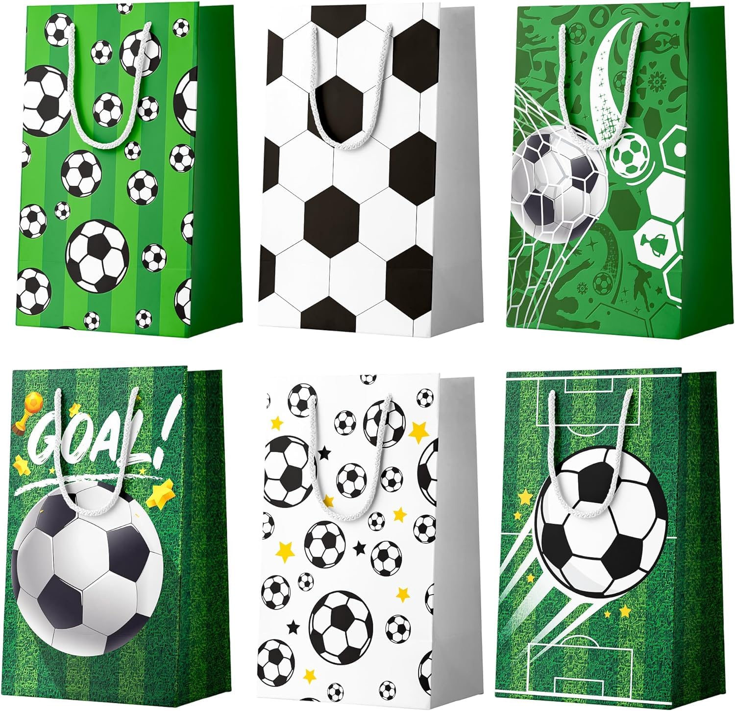 Fruitful Jewelry Soccer Gift Bags, 24 Pcs Soccer Favor Bags Set, Soccer Snack Bags, Soccer Paper Bags Soccer Candy Bags for Soccer Birthday Party