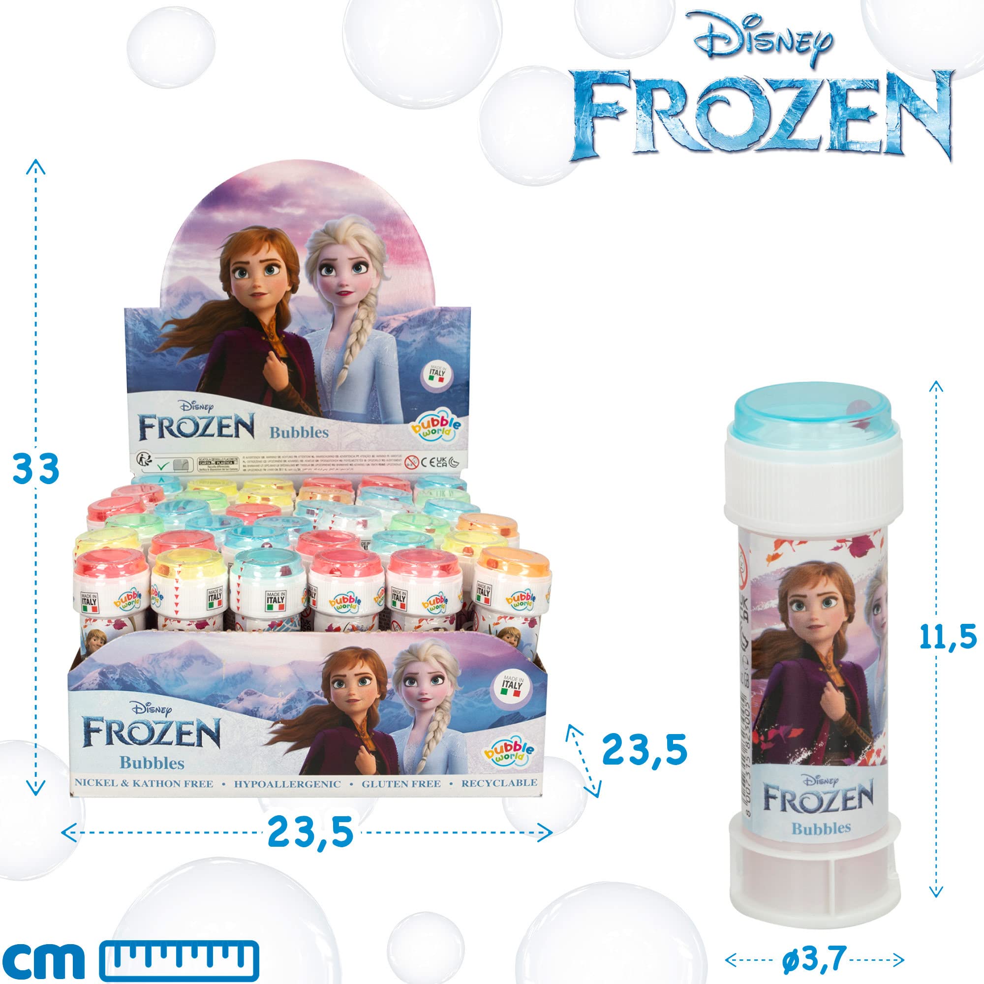Disney Frozen Standard , Bolle di Sapone, 60 ml, Confezione da 36