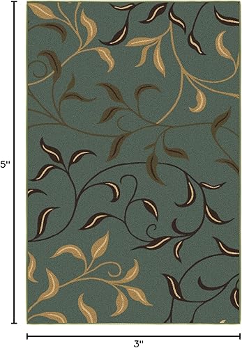 Miniatura 10 de Ottomanson, colección OttoHome, tapete para corredor con diseño azul claro y damasco (antiderrapante), parte trasera de goma