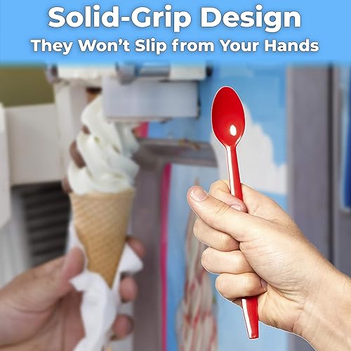Miniatura 10 de Cucharas de Sundae extralargas y resistentes de 8 pulgadas, 200 unidades, utensilios de plástico desechables resistentes para helados, batidos, té y