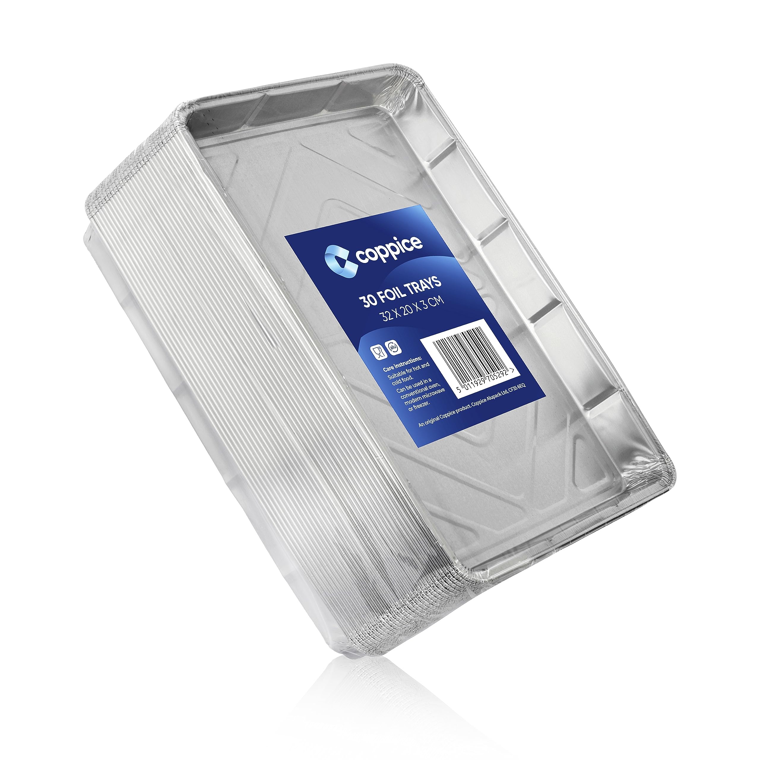 Coppice Barquettes Aluminium 32x20x3cm - Lot de 30 | Barquettes Jetables pour Cuisson, BBQ, Congélation, Four & Friteuse à air | Aluminium Alimentaire Recyclable et Réutilisable
