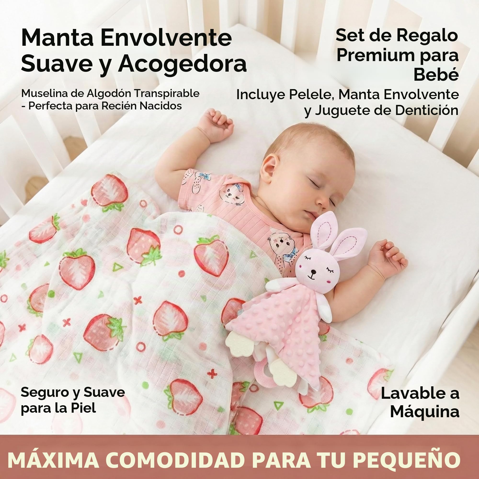 Set de regalo para recién nacidos – 15 piezas: manta, body, mordedor, cepillo de madera, tarjetas de hitos, babero, calcetines antideslizantes, caja de recuerdos y tarjeta de felicitación.