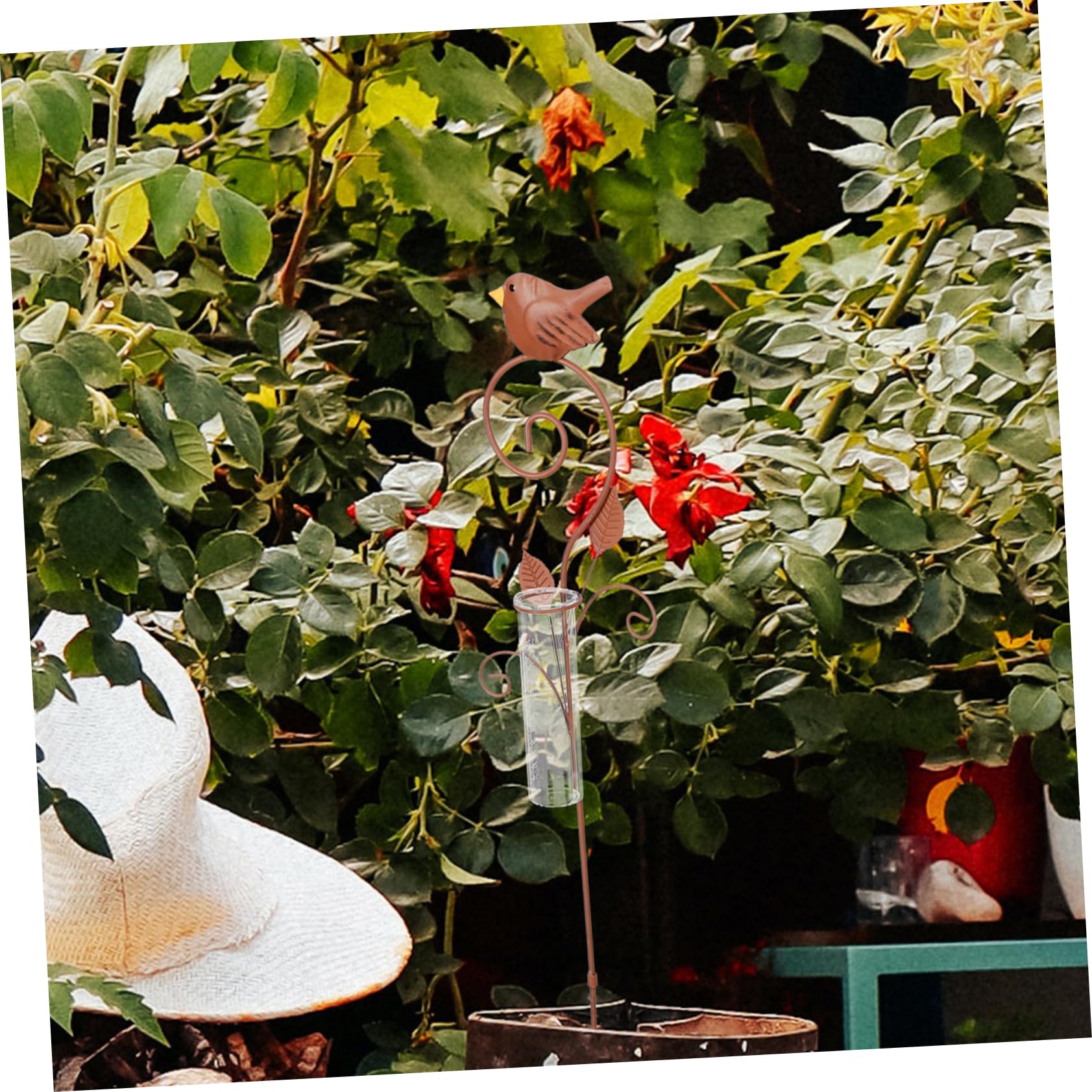 Ipetboom Pluviometro per Esterni per Giardino Picchetto in Ferro Flamingo Strumento di Misurazione della Pioggia Preciso