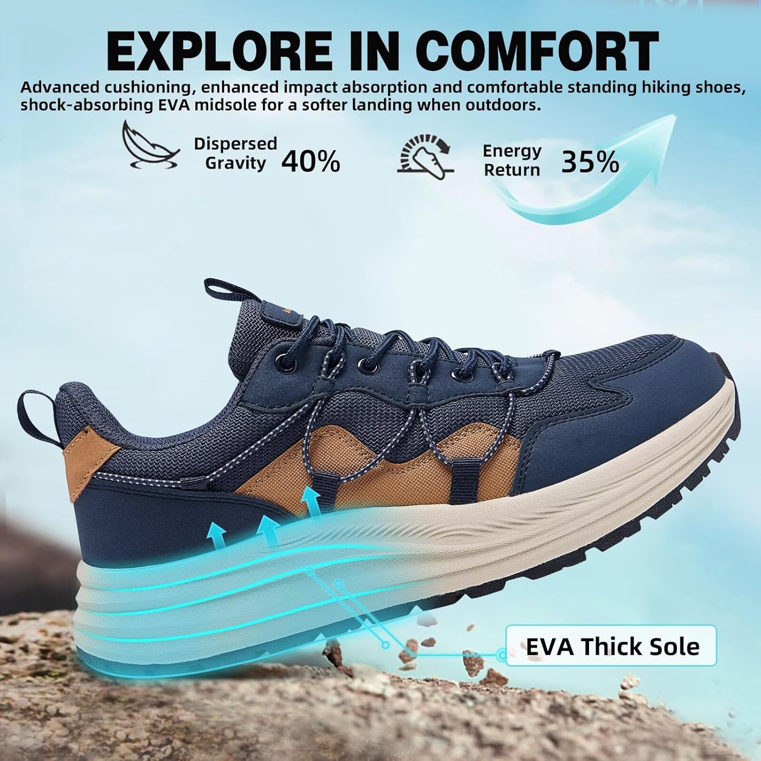 Men's Orthopedic Trail Running Shoes: Comfortable Casual Arch Support Plantar Fasciitis Workout Outdoor Walking Shoes, Orthotic Flat Feet Hiking Sport Trekking Sneakers for Foot and Heel Pain Relief