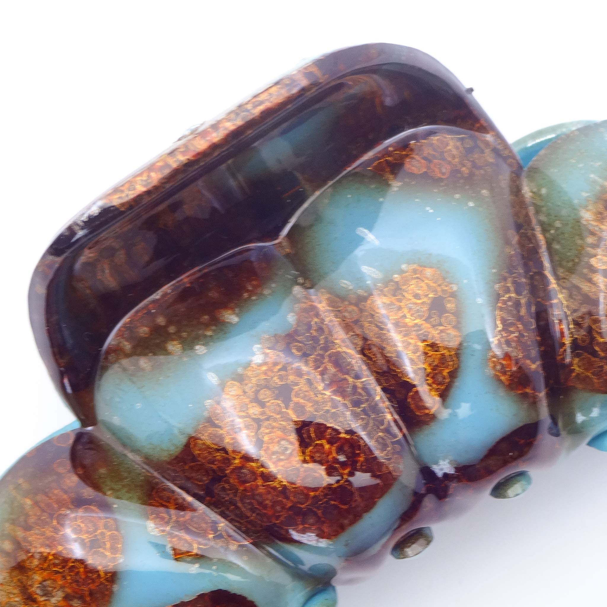 imac 青とクリスタルの花形ヘアクリップ