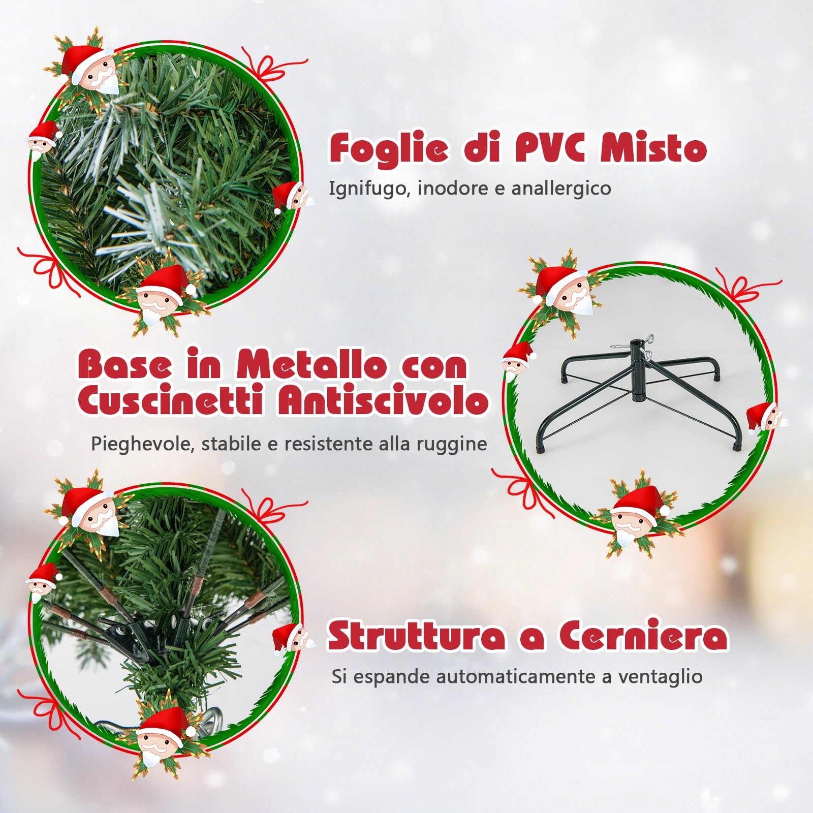 RELAX4LIFE Albero Di Natale 150/200CM, Albero Di Natale Verde Innevato Con 200420 Luci 4269 Pigne E 126207 Bacche Rosse Rami Rorte Per Casa E Negozio 200cm 78506076