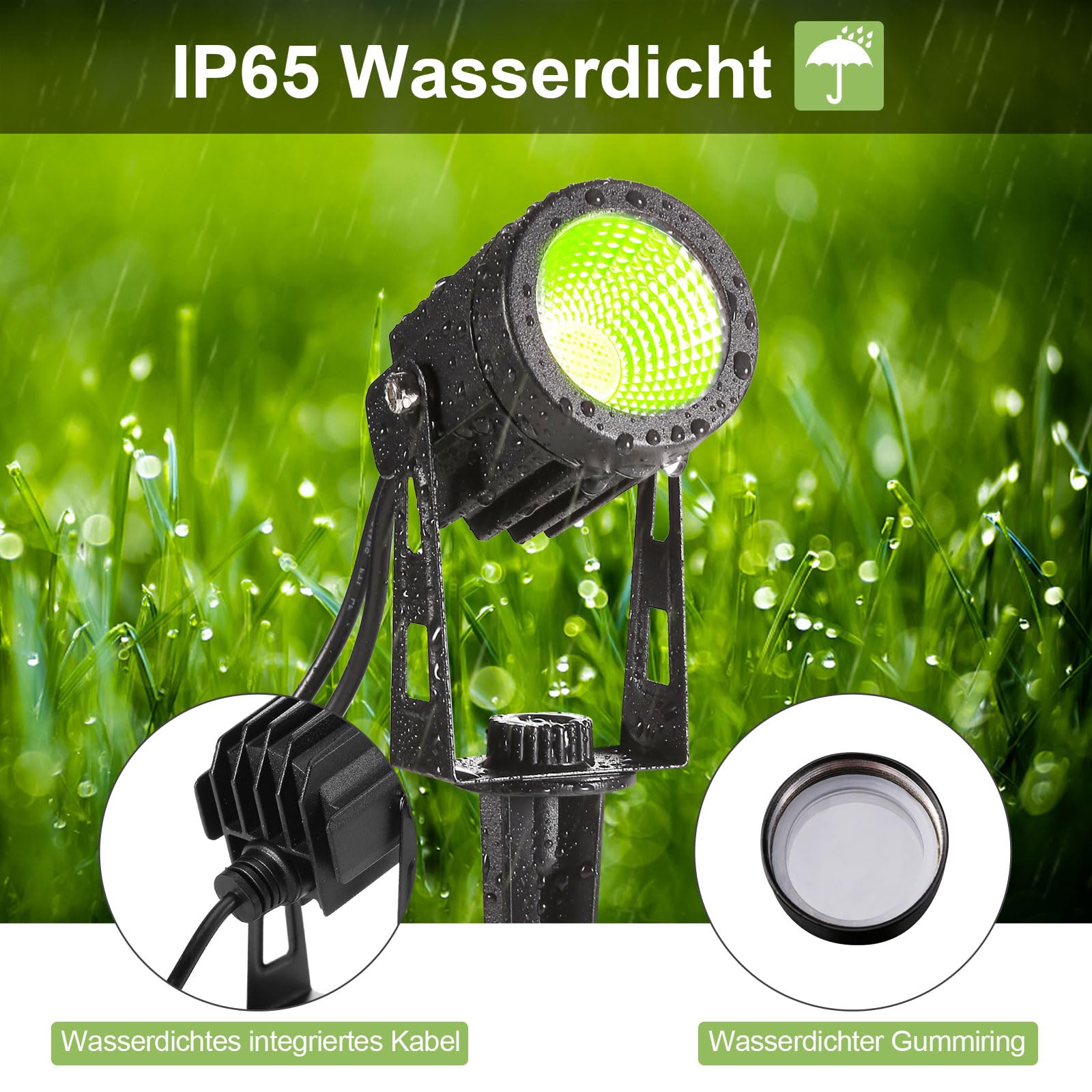 RGB Gartenleuchte 21m 6er Bunt Gartenstrahler mit Strom Erdspieß 12V 3W 1800lm Farbig Gartenbeleuchtung IP65 Wasserdicht LED Gartenlampe mit Fernbedienung Timer für Garten Rasen Yard Zaun