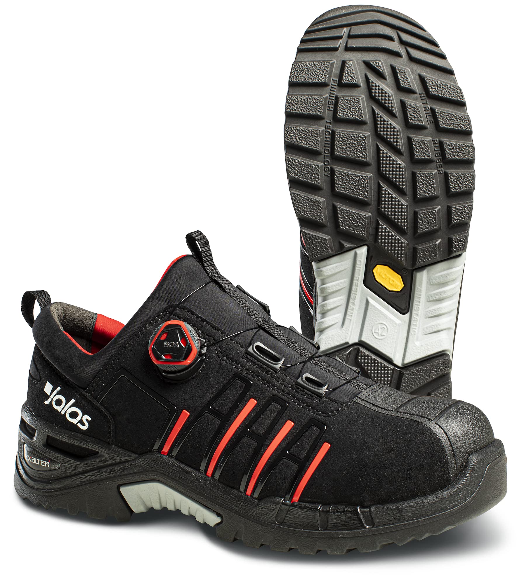 Jalas 9965 Exalter Safety Shoe, EU Size 43 Black,red