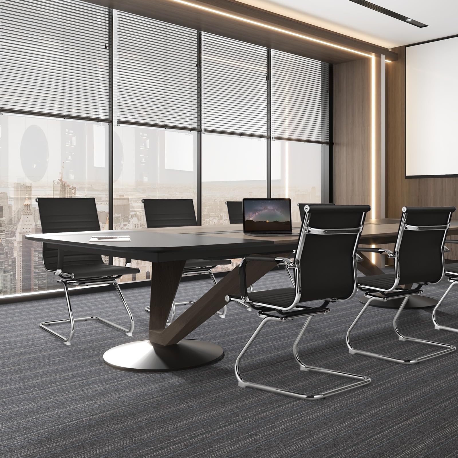 GIANTEX Set di 2 Sedie da Ufficio Cantilever Ergonomiche con Braccioli, Sedie Visitatori Telaio in Metallo Robusto, Sedie per Ricevimento Moderne per Ufficio, Conferenza, Sala d'attesa, Nero