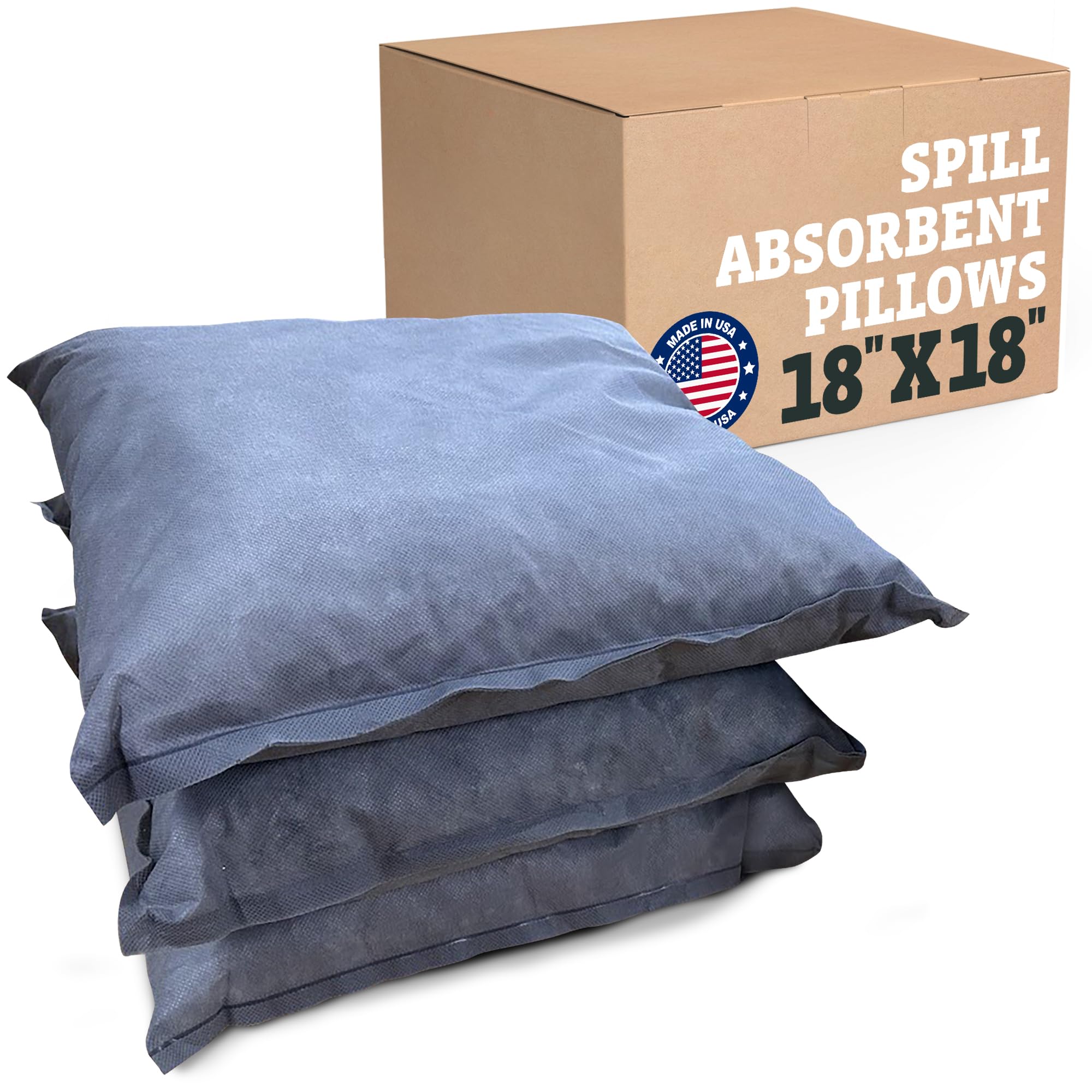 Intermountain Absorbents Universal Spill Absorbent Pillows - Universal Absorbent for Water and Oil, Absorbs Water, Oil Liquids, Spill Absorbent Made with Recycled Content, 18