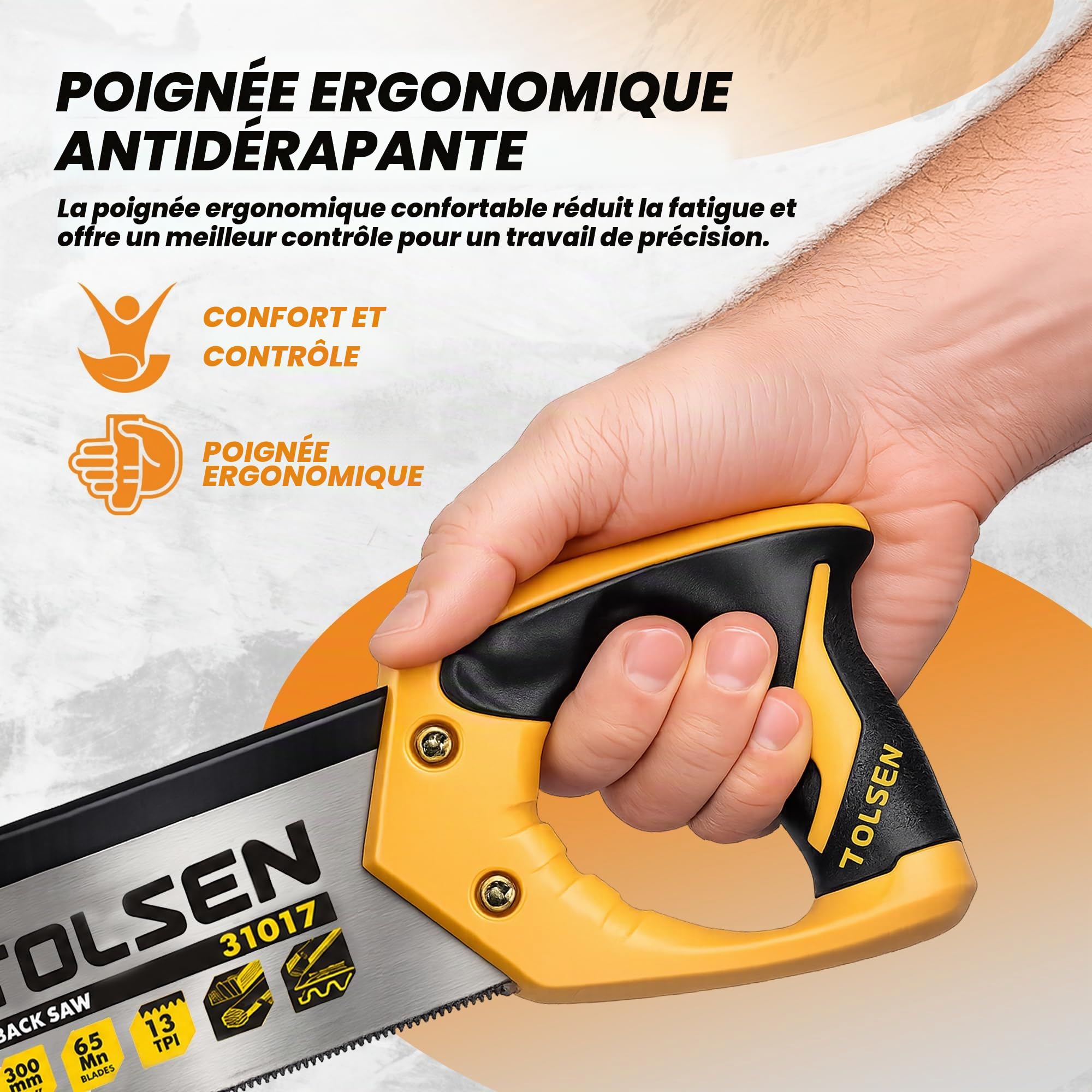 Tolsen Boîte à onglets et scie tenon fine 300 mm